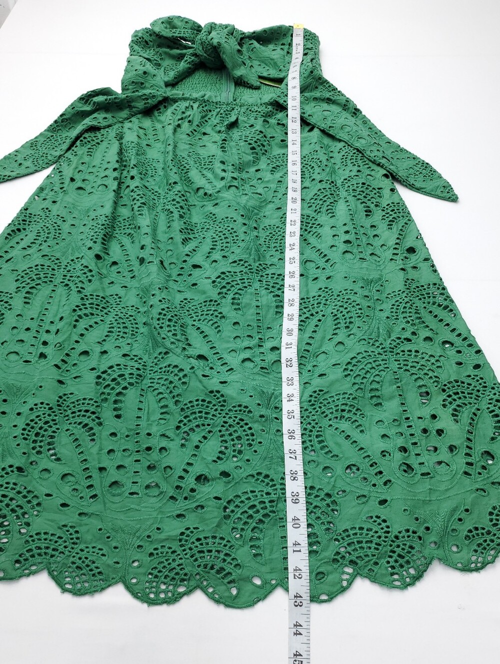 NEW FARM RIO Green Coconut Tree Richelieu Midi Dress Cotton Summer Resortwear L - Picture 4 of 15